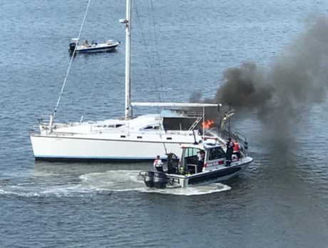 Boat fire causes brief beachside power outage