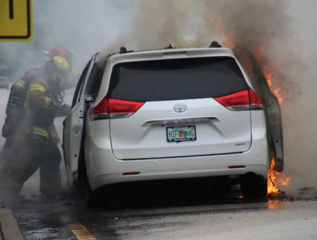 Couple headed to wedding escape burning car in Vero Beach