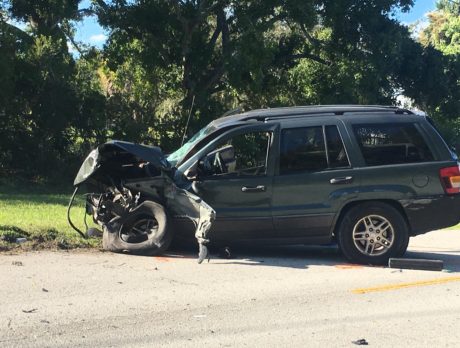 Driver thrown from vehicle after crash; 4 taken to hospital