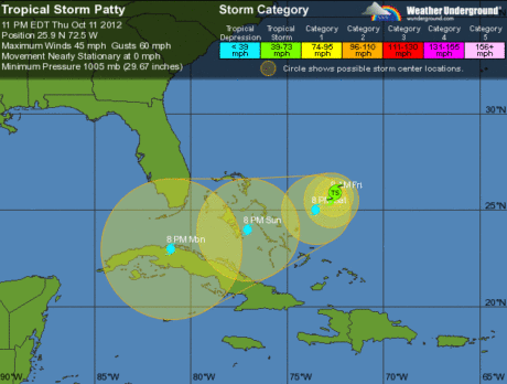 Tropical Storm Patty forms off east coast of Florida