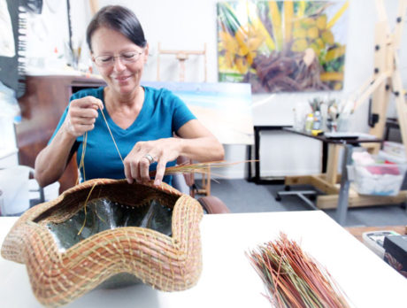 Viola Pace Knudsen twists pine needles into art