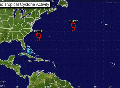 Two storms moving east through Atlantic