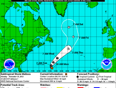 Tropical Storm Melissa forms in Atlantic