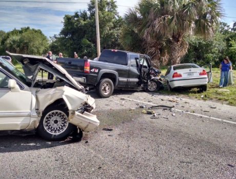 Three vehicle crash sends 5 to area hospitals