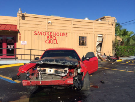 Car runs into Smokehouse BBQ Grill