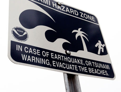 Tsunami evacuation signs go up on our beach