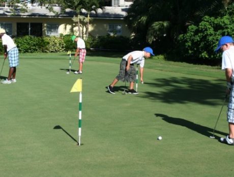 Warming up on the putting green