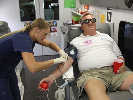 Donating blood at the Habitat for Humanity Home Center