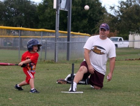 Practicing his swing