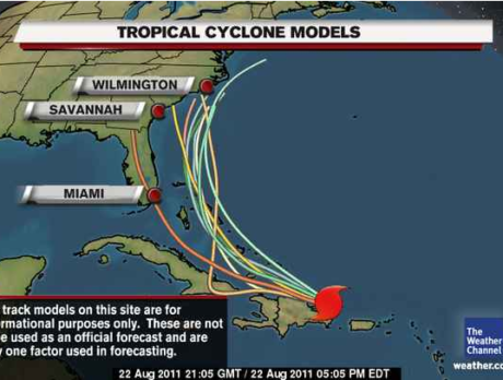 Hurricane Irene models – Aug. 22 5 p.m. update