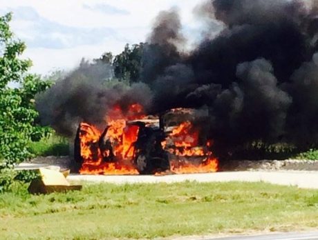 Authorities respond to car fire near Liberty Magnet
