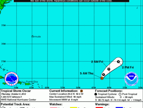 Tropical Storm Oscar forms in Atlantic
