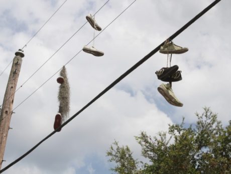 Shoes on a wire