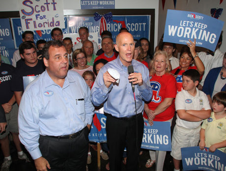 Govs. Scott and Christie campaign in Vero Beach