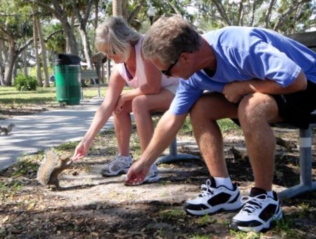 Feeding the squirrels at Riverview Park