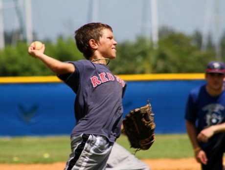 Practicing during Baseball Camp