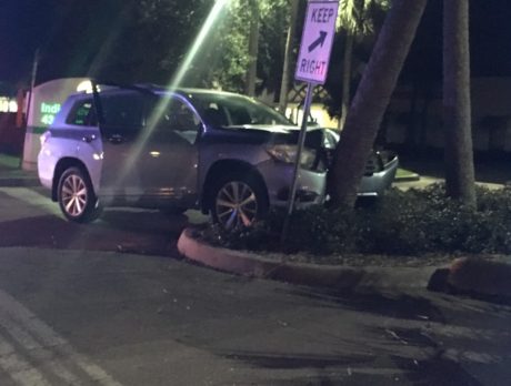 Man hurt after SUV strikes tree