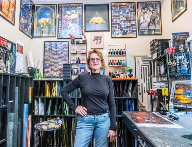 Working with stained glass keeps Self artistically satisfied