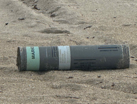Military flare washes up along Vero Beach shore