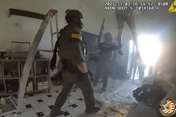 Video shows grand theft auto suspect falling through ceiling of home